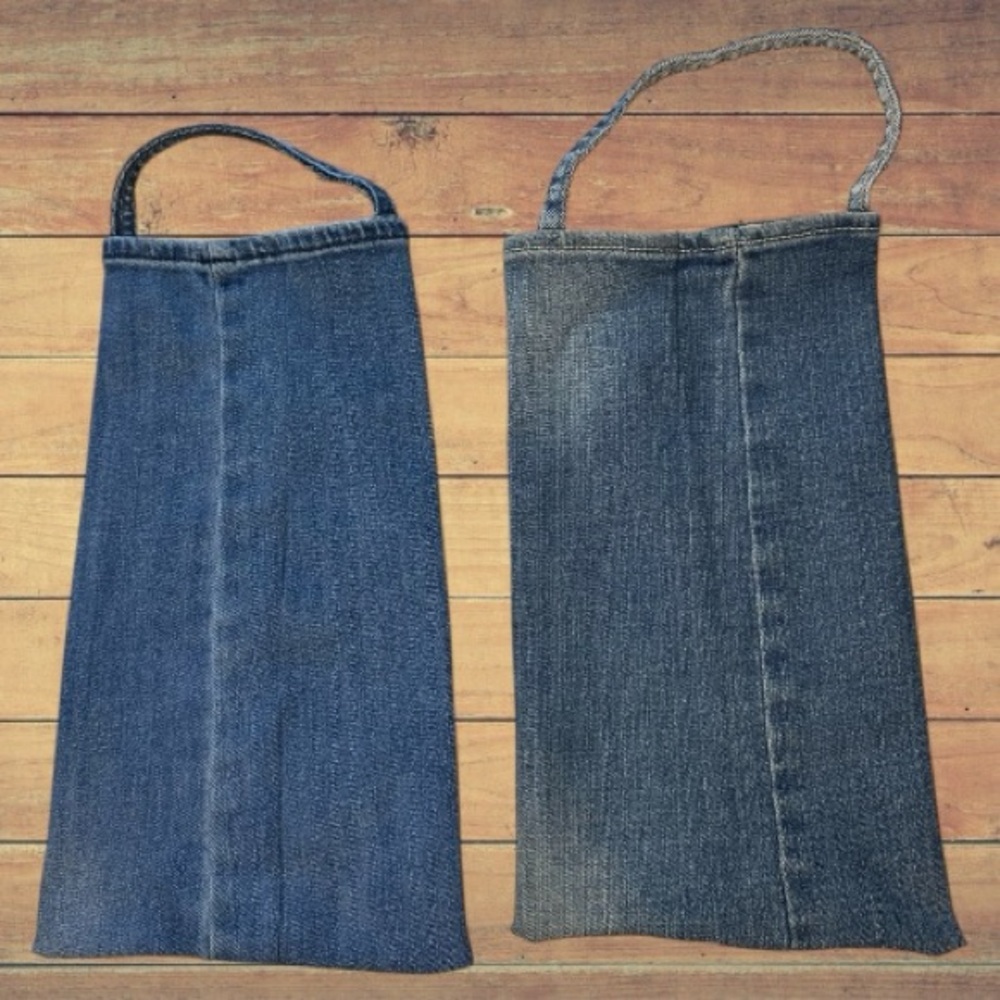 Repurposed Denim Wine Bags - Picture 2 of 3